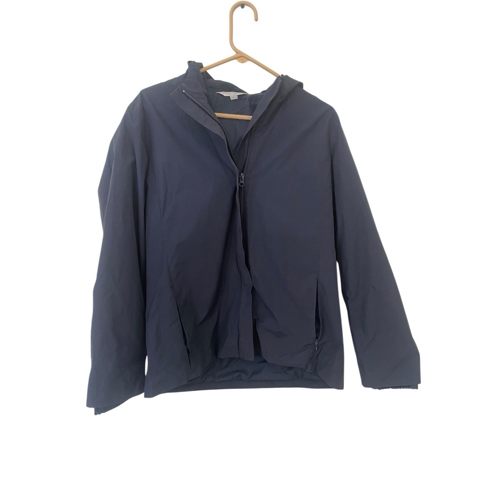 BROOKS BROTHERS Mens Navy Blue Full Zip Hooded Field Rain Jacket Lined M READ